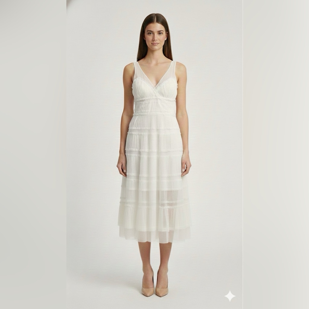 Bcbgmaxazria Off-White Silk Wedding/ Party Dress Nwot